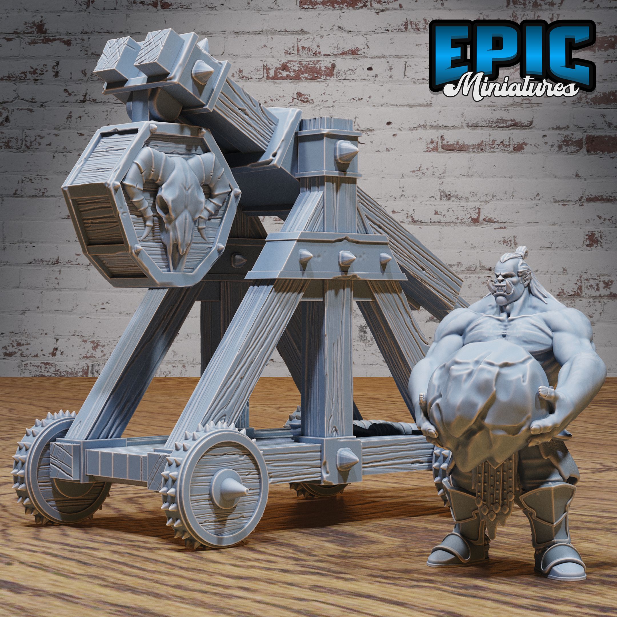 Siege Catapult Set / Orc Army Warrior / War Machine Reloader / Warfare Construct / Ancient Mechanic Weapon / Green Skin Tribe / Evil Forest Fighter / Woodland Encounter